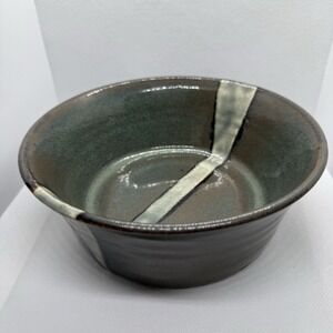 Hand-Thrown Studio Pottery Bowl, Oribe-Style Stoneware, Signed